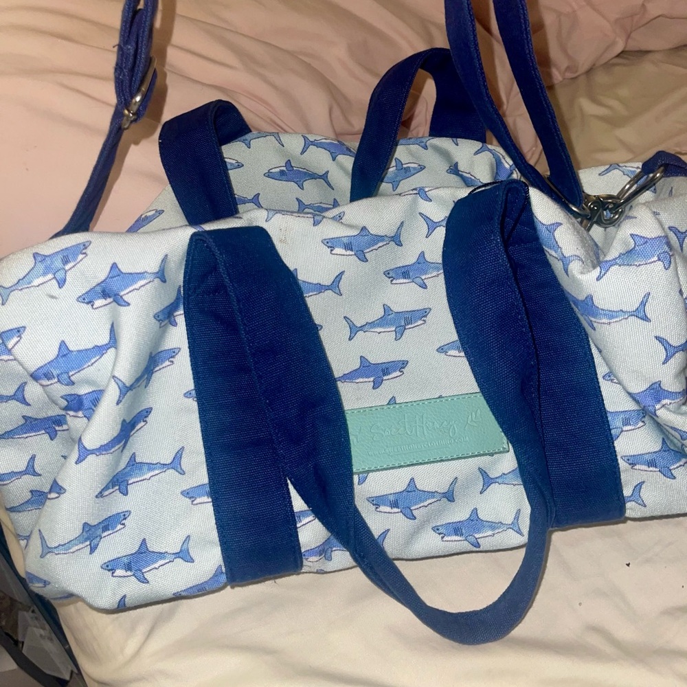 SweetHoney Kids Shark Print Bag - Blue and White